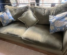 2 large Duresta Sofas green velvet