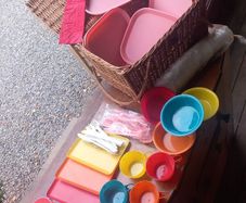 Picnic set with plastic cups bowls plates cutlery, D18