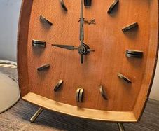 Kienzle wooden tripod clock vintage mid century