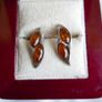 Vintage Sterling Silver 925 Baltic Amber 2 Stone Studs Earrings 2,12g Image 5