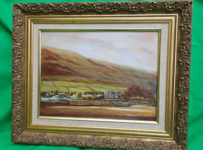 Beautiful Vintage Oil Painting "Carlingford Lough" (1991) by Dublin Artist L. Rothwell  Framed