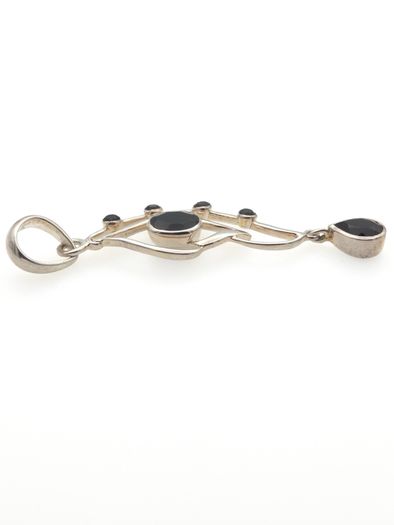 Vintage 925 Sterling Silver & Dark Smoky Quartz Pendant