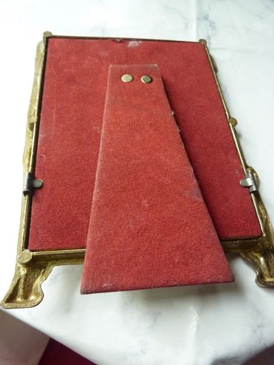 Original Art Nouveau Brass Dressing Table Pieces. Photo Frame and Repousse Tray