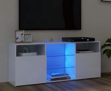 TV Cabinet with LED Lights High Gloss White 120x30x50 cm