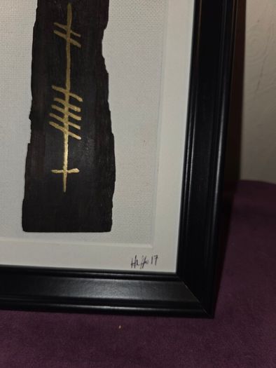 Ogham Ancient Irish Writing "Love" Slate - Framed