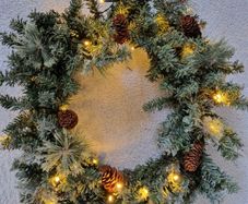 Christmas Door Wreath with Lights