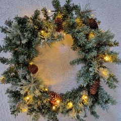 Christmas Door Wreath with Lights