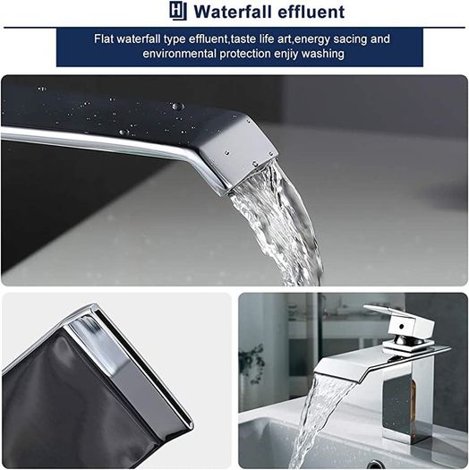 Bathroom Waterfall Water Tap Chrome Lavatory Tap Bath Fittings Washbasin Fittings Single-Lever Mixer Washbasin Faucet (FREE POSTAGE)