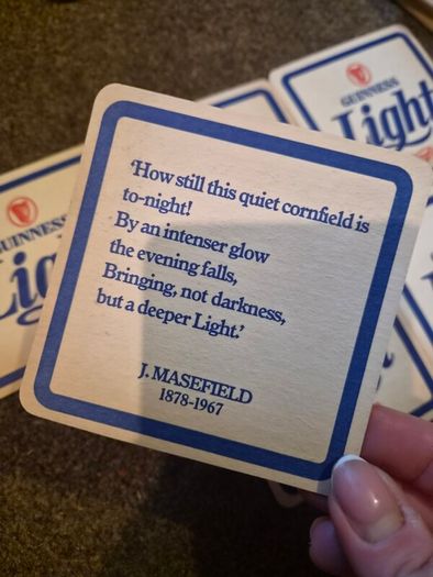Rare 1980s Guinness Light Beer Mats - Complete 6-Mat Literary Series (Pristine Deadstock)