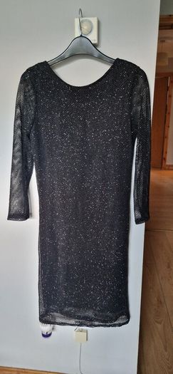 Topshop Tall Sparkly Black Mesh Bodycon Lined Dress Size 12