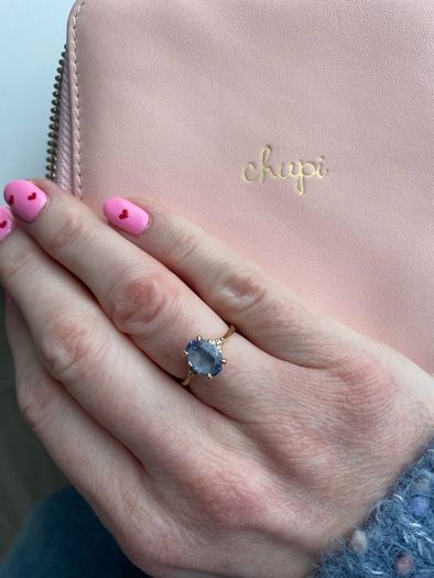 Chupi 14k Solid Gold Blue Sapphire and Diamond Ring
