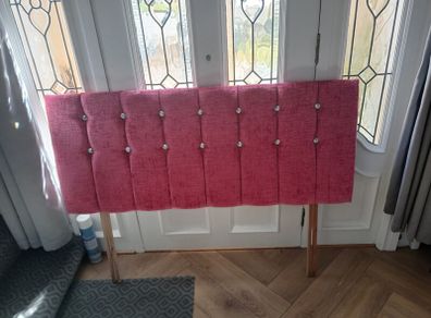 Pink velvet headboard