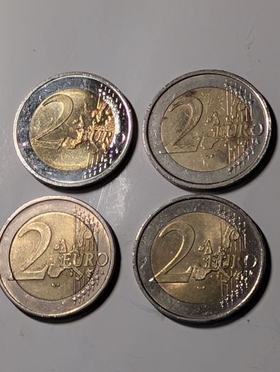 4 x Collectable 2 Euro coins.