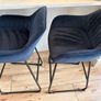 Pair of Navy Blue Velvet Bar Stools Set of 2 Image 2