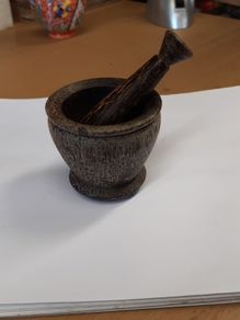 Pestle and mortar palm wood