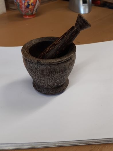 Pestle and mortar palm wood