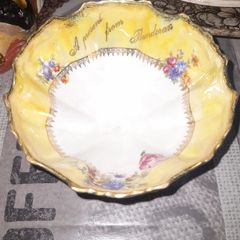 Antique Porcelain Footed Bowl A Present From Bundoran, manufactured in the Silesia region of Germany now part of Poland