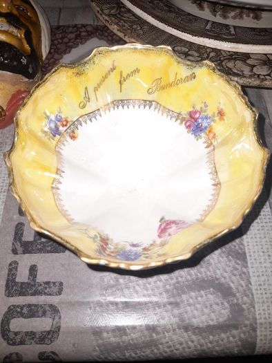 Antique Porcelain Footed Bowl A Present From Bundoran, manufactured in the Silesia region of Germany now part of Poland