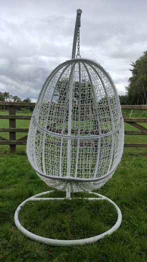 Hanging Egg Chair Rattan Style Cushion & Metal