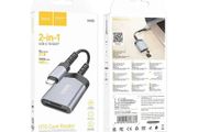 Hoco UA25 2-in-1 Type-C Card Reader Metal Grey