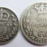 Vintage 3 Pence 1902 and Six Pence 1886 Silver Coins 4,1g Image 3