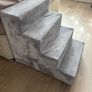 Grey, four-step plush pet staircase and small dog bed Image 2