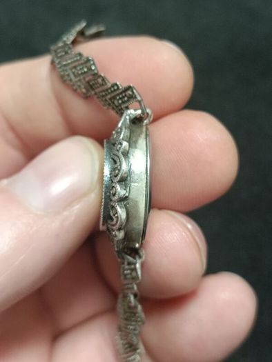 Vintage Sterling Silver 925 Marcasite WATCH  Art Deco Style
