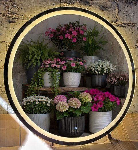 LED Bathroom Mirror Bluetooth Speakers Tricolor Light
