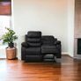 2 Seater leather Recliner Sofa, Black Image 7
