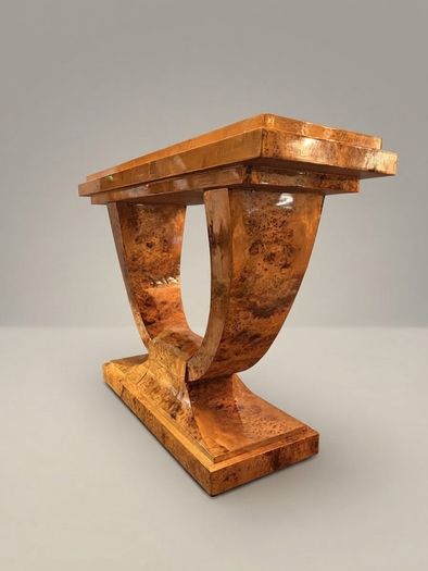 Art Deco Style Burl Walnut Console Table