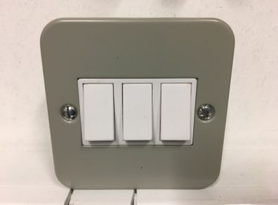 Surface Metal Clad Light Switch 3 Gang