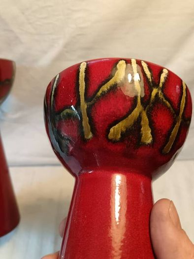A Pair of Mid Seventies West German Ceramic Candlesticks
