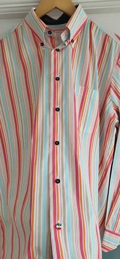FERNY Made in Sicily Mens Striped Shirt Collar Sz 16 - Rrp 159 (New)