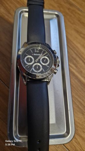 Heineken chronograph watch with leather strap