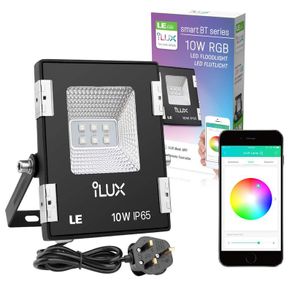 RGB Flood Light, Bluetooth Mesh and APP Control LED Floodlight with UK Plug, Color Changing Garden Light with Dimmer and Memory Function, IP65 Waterproof, Remote Not Included [Energy Class A+]