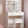 Dressing Table with Mirror and Stool: Vanity-Desk with Mirror and Drawers - Makeup Desk with Jewellery Storage, 3 Color Light & Brightness Adjustable for Bedroom Image 2