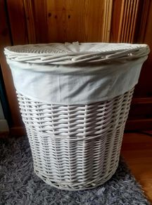 cream wicker linen basket