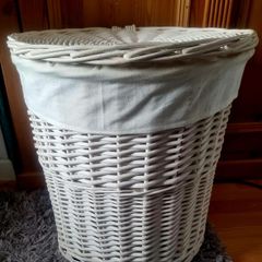 cream wicker linen basket
