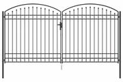 Fence Gate Double Door with Arched Top Steel 400x200 cm Black