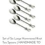 Set of Six Large Hammered Knot Stainless Steel Tea Spoons Image 5