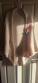 Hand Knit  Crochet Cream Shrug