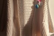 Hand Knit  Crochet Cream Shrug