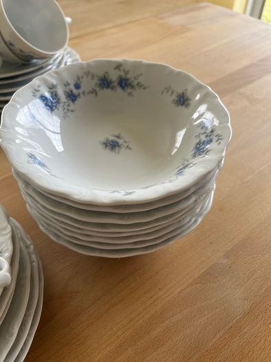 Cups, Saucers, Teapot, Dessert Bowls, Dessert Plates