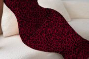 Bandeau style wine animal print dress, size 10