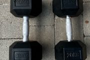 2x20kg rubber hex dumbbells