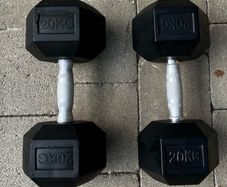 2x20kg rubber hex dumbbells