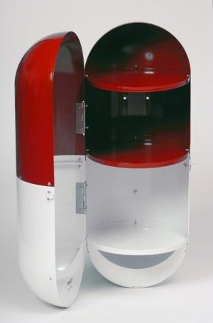 Perigot Branded Designer Retro Pill Shaped Medicine / Bathroom Cabinet