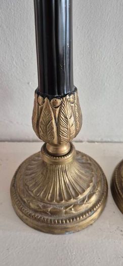 French Empire-style gilt bronze and black-painted (or ebonized) candlesticks