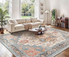 Large Washable Rugs for Living Room 200x290cm, Extra Large Area Rug, Vintage Boho Rugs, Low Pile, Non-Shedding, XXL Carpet, Traditional Oriental Design, Dining Room, Home Office, Bedroom