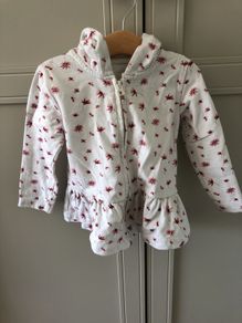 White & red/pink baby hoody 6-9 months